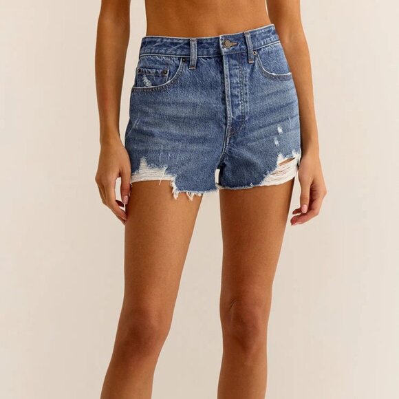 Z Supply Classic Hi Rise Denim Short - vintage indigo dark wash - Picture 1 of 5